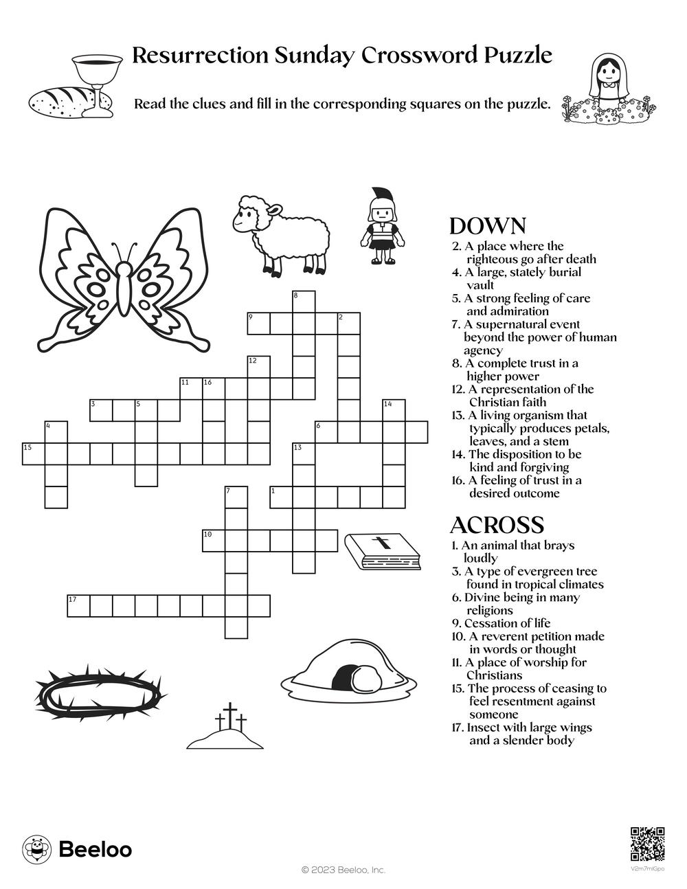 Resurrection Sunday Crossword Puzzle Beeloo Printable Crafts And Activities For Kids