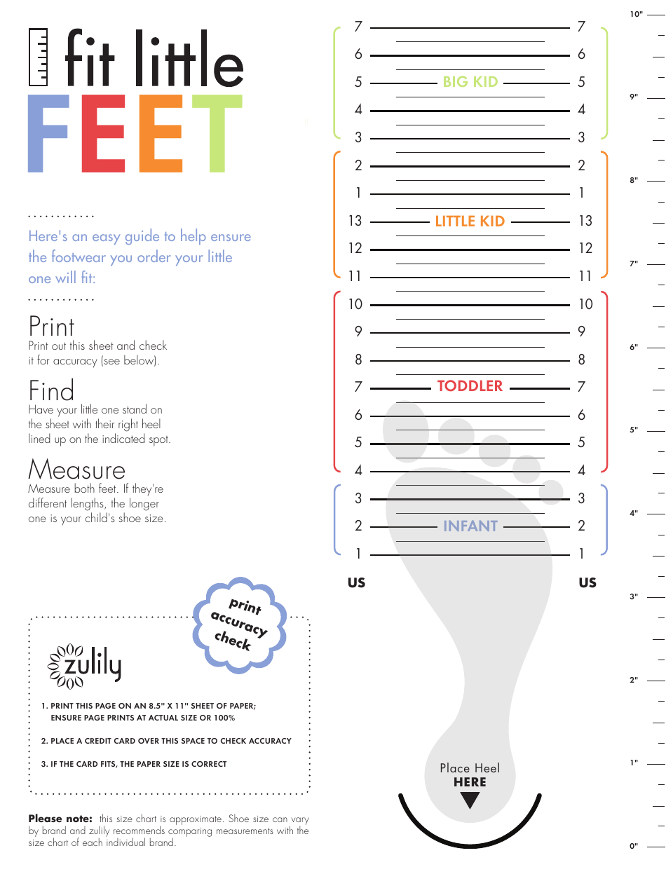 Sample Kids Shoe Size Chart Fit Little Feet Download Printable PDF Templateroller