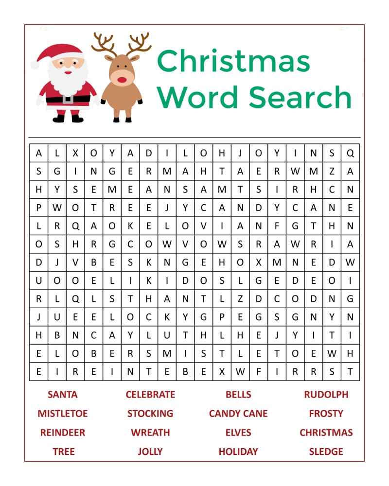 printable christmas word puzzles