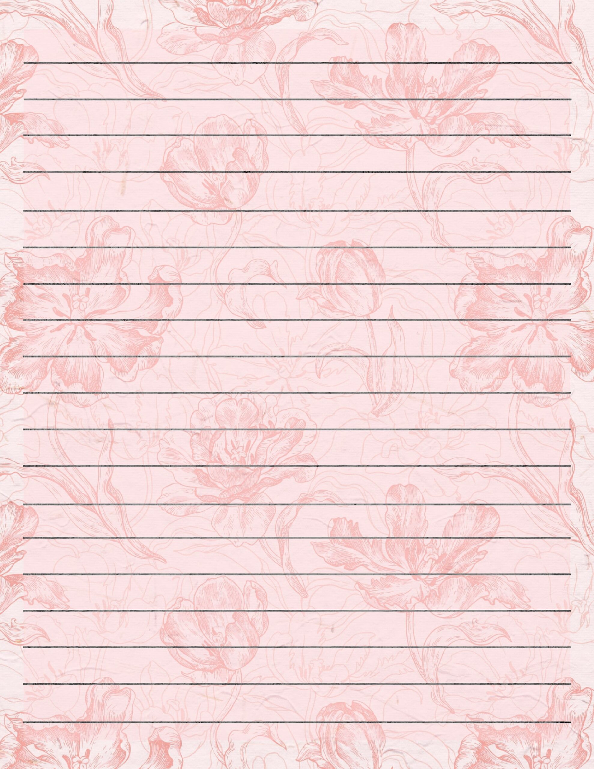 Simple And Decorative Pink Lined And Unlined Writing Papers For Instant Download Etsy