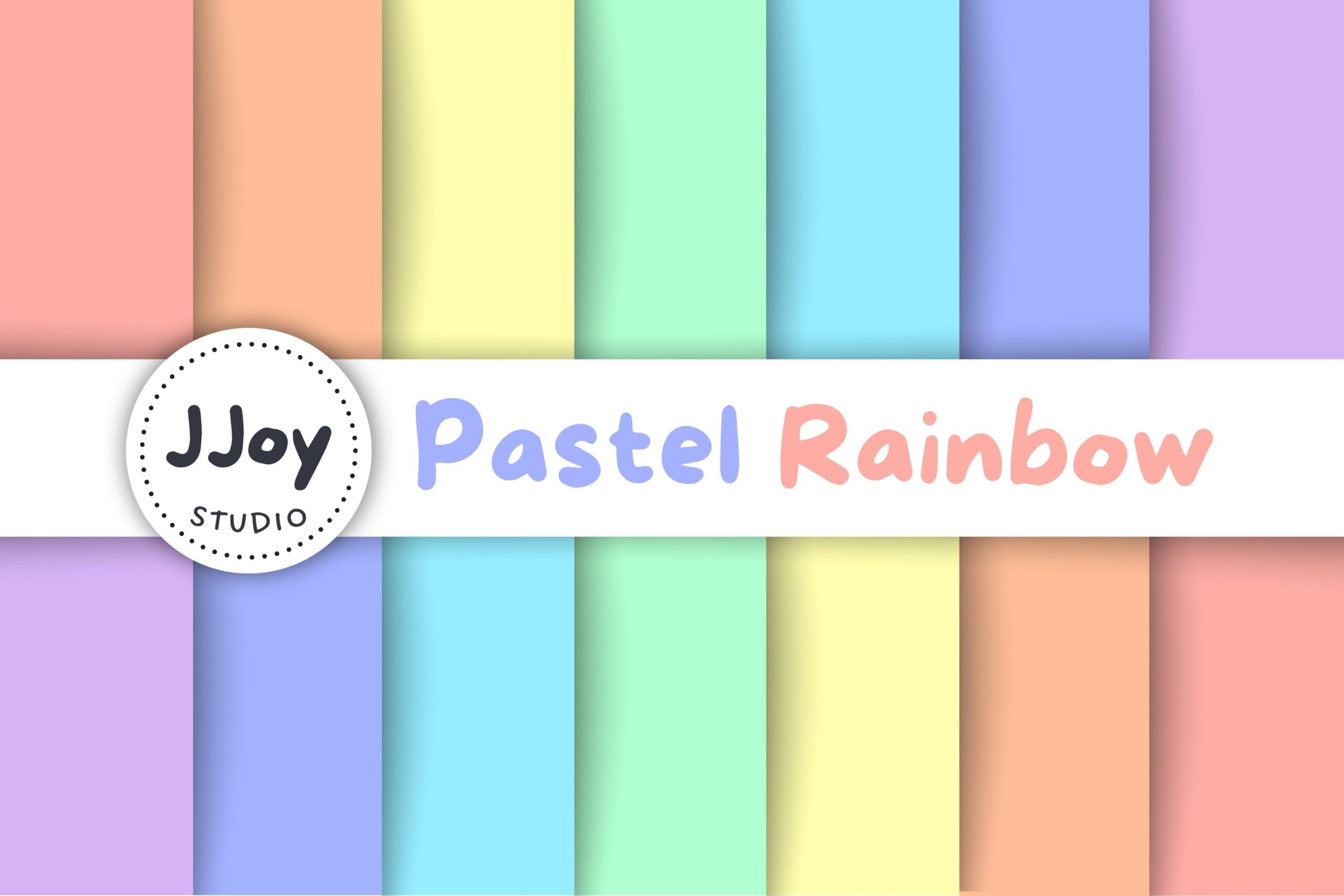 Solid Rainbow Digital Paper Pastel Rainbow Printable Paper