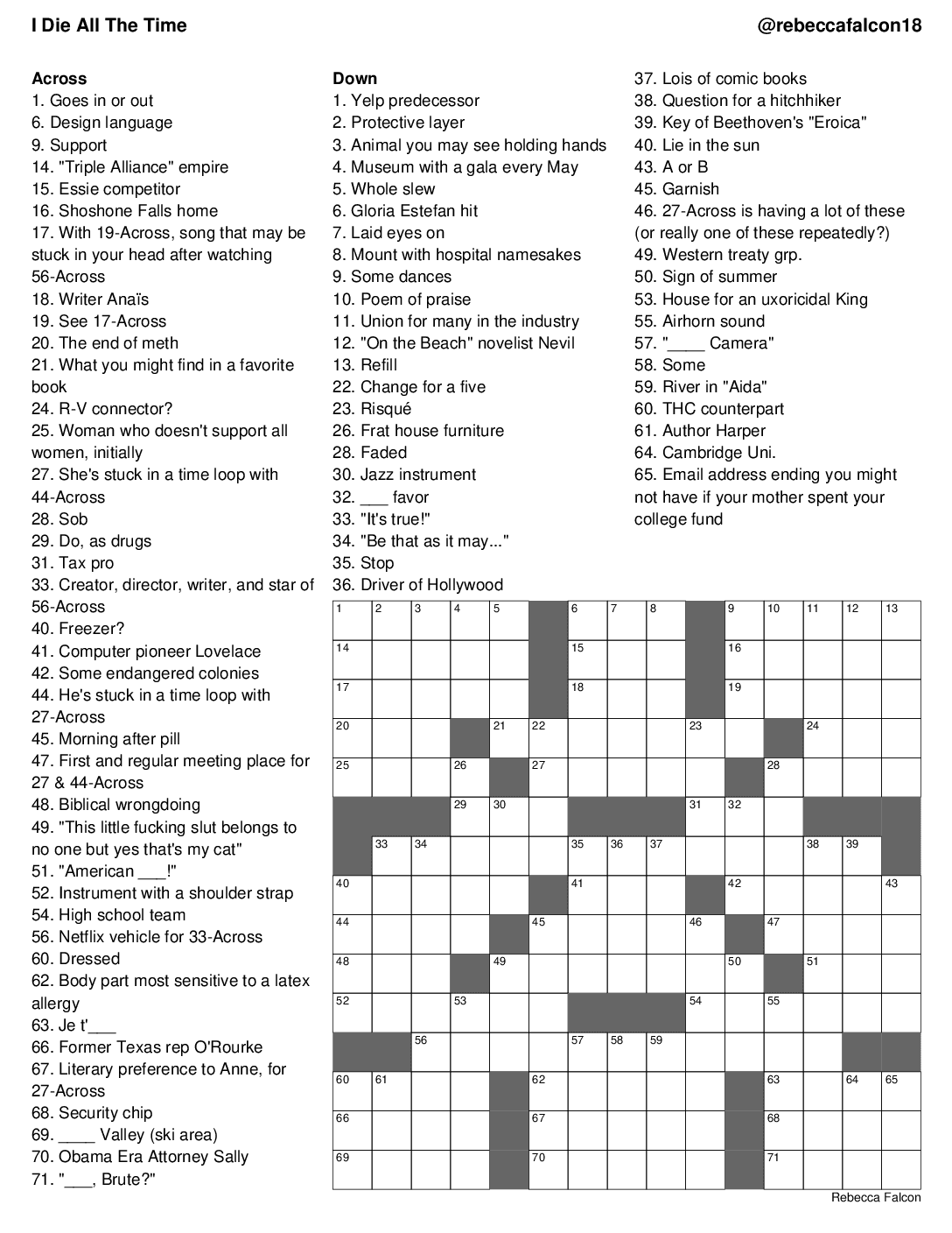 new york times sunday crossword puzzle printable