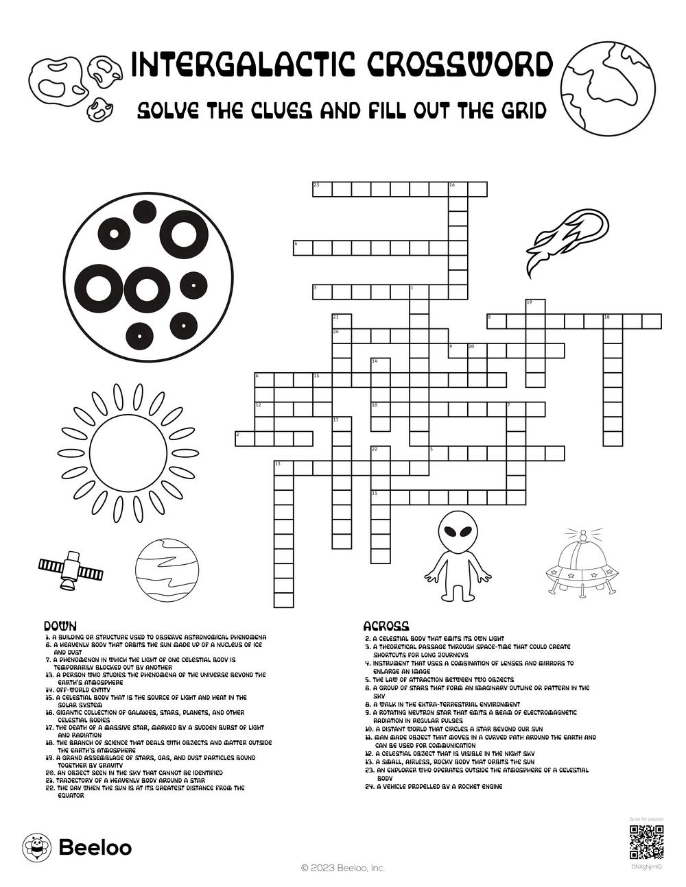 Space themed Crossword Puzzles Beeloo Printable Crafts And Activities For Kids Space themed Crossword Puzzles Beeloo Printable Crafts And Activities For Kids