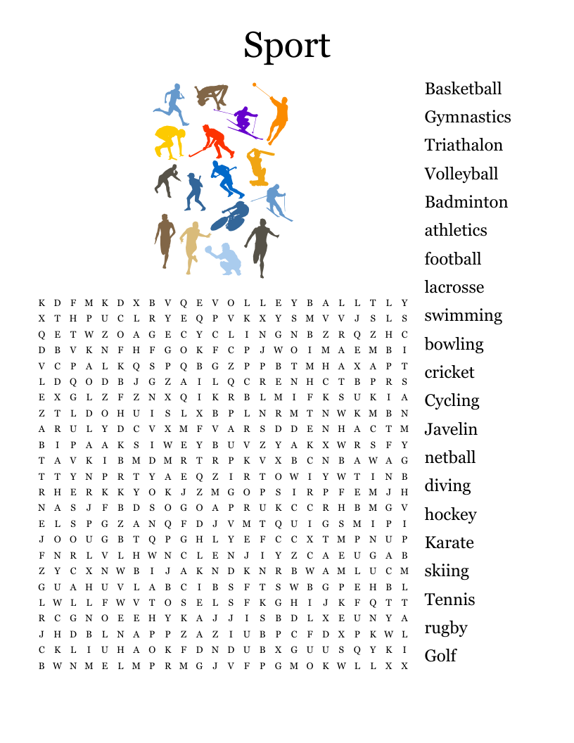 Sport Word Search WordMint