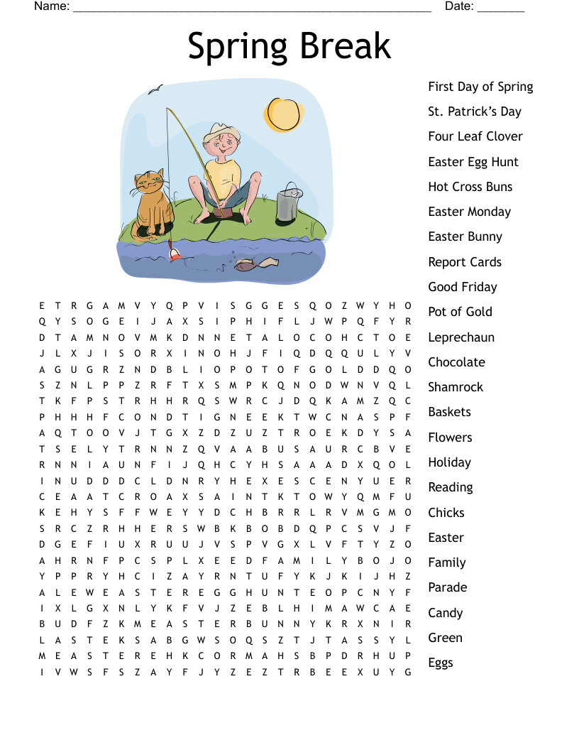 Spring Break Word Search WordMint Spring Break Word Search WordMint