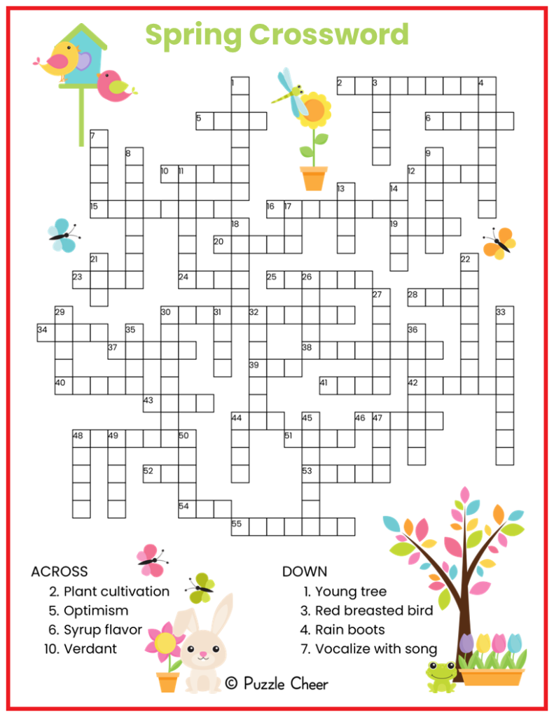 free printable crossword puzzles for kids