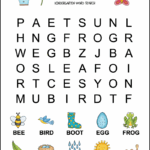Spring Word Search For Kindergarten Tree Valley Academy