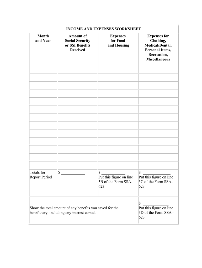 Ssi Income And Expenses Worksheet Fill Out Sign Online DocHub
