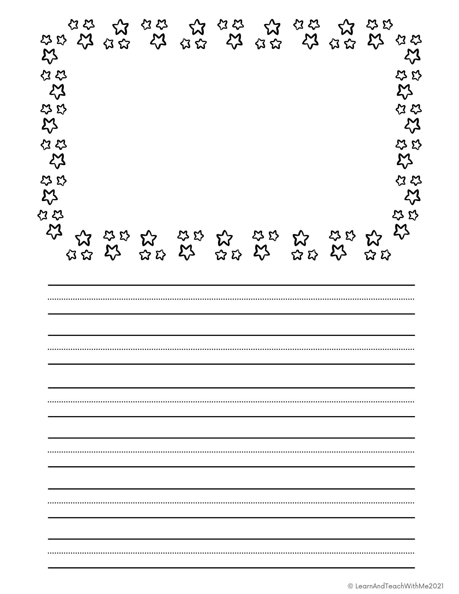 Star Borders Lined Writing Papers With Picture Boxes Made By Teachers