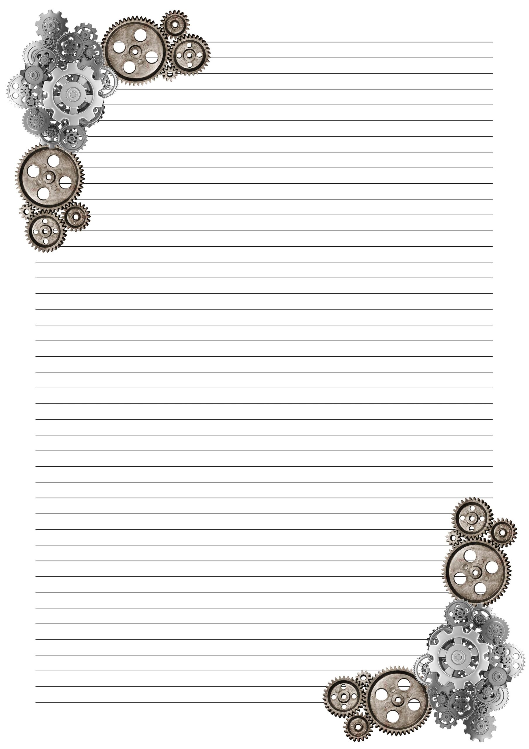 Steampunk Gears Corners A4 Lined Paper Etsy Steampunk Gears Corners A4 Lined Paper Etsy