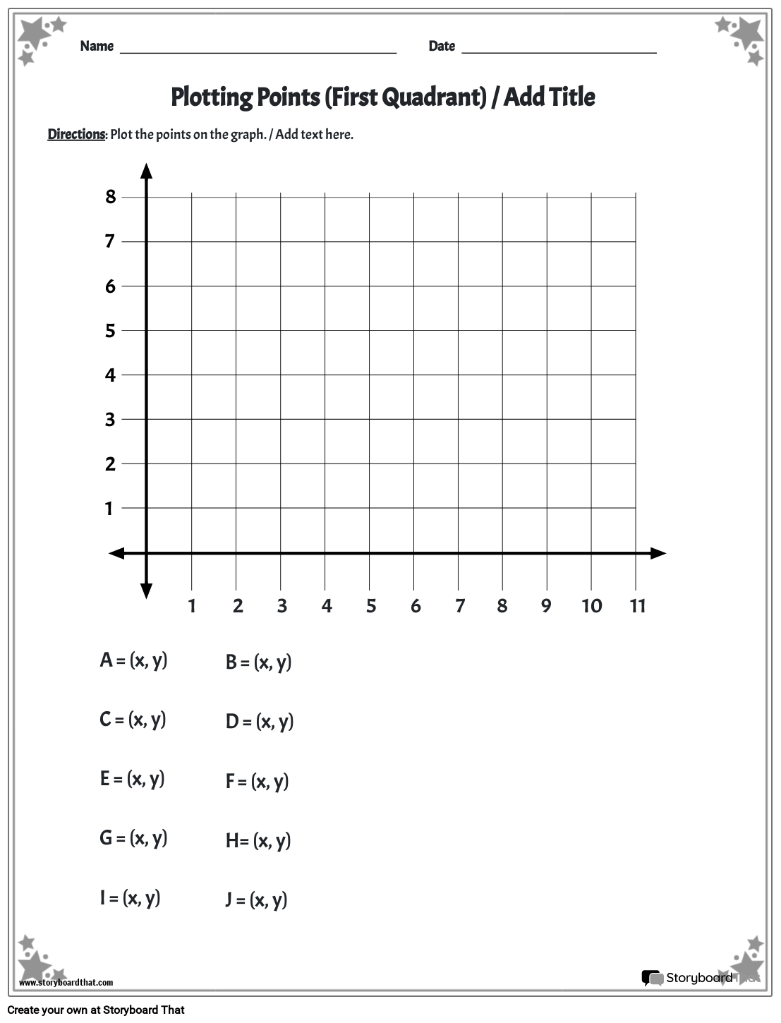 Storyboard That Create Coordinate Plane Worksheets