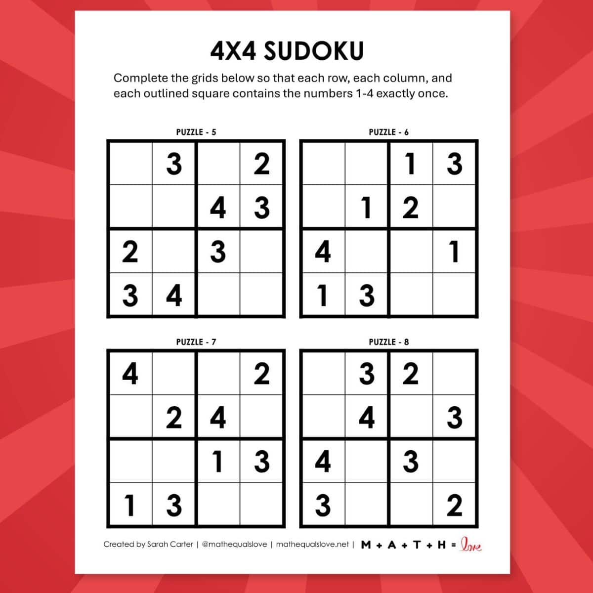 printable sudoku puzzles easy