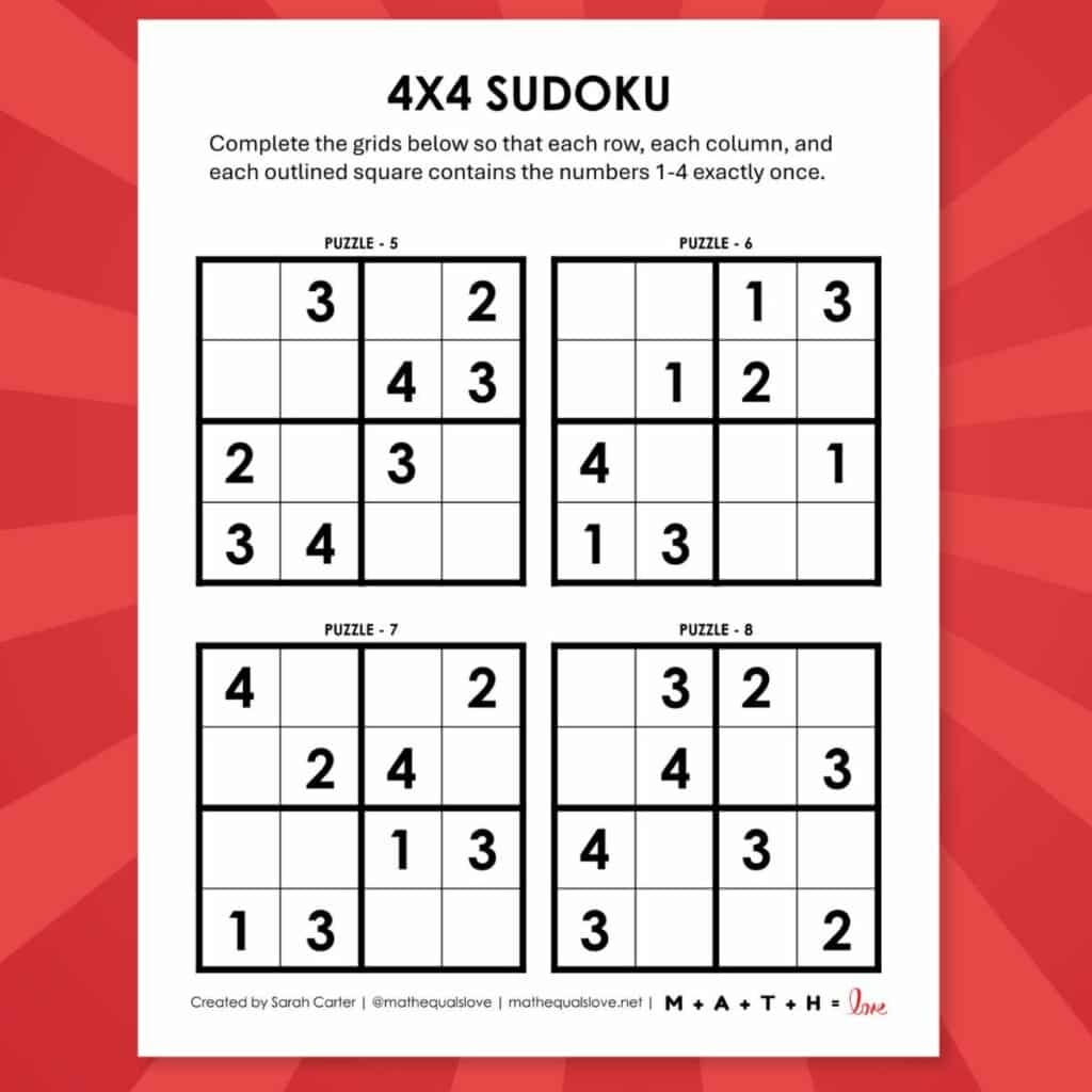 free printable easy sudoku puzzles