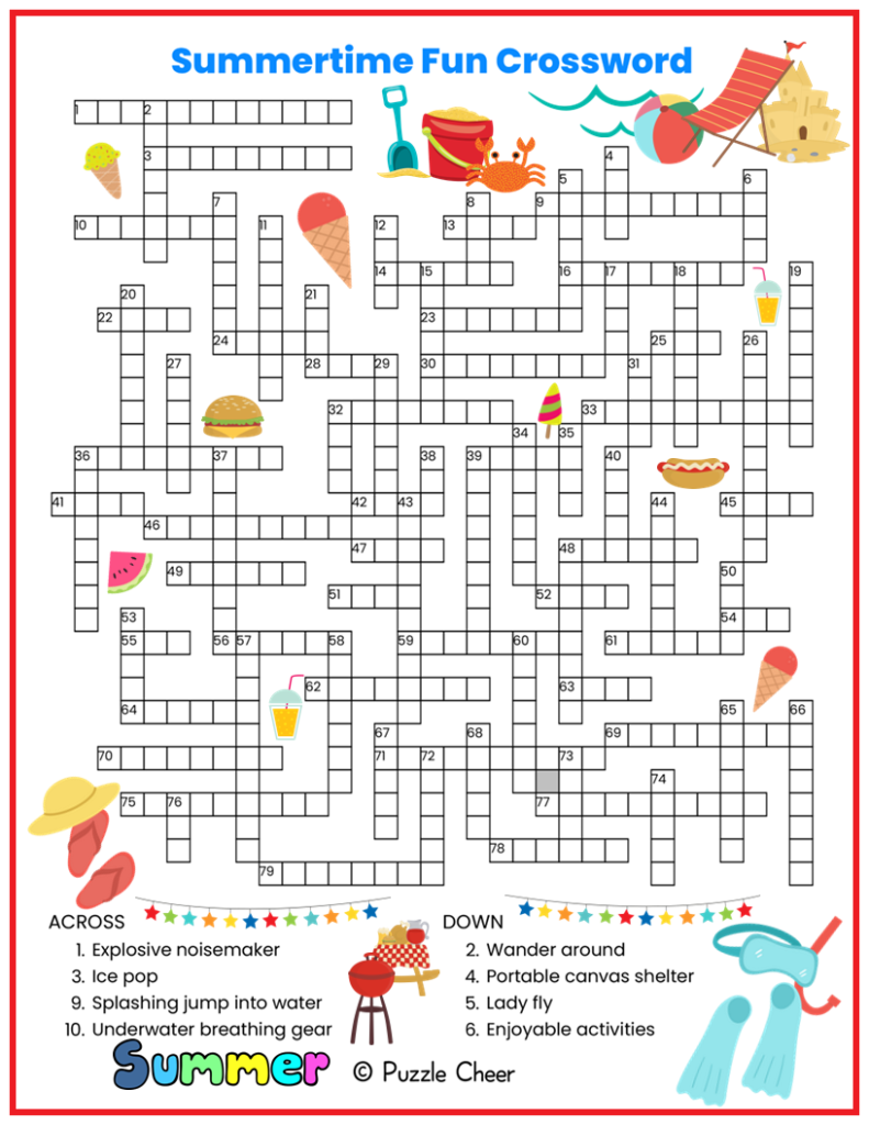 printable summer crossword puzzles