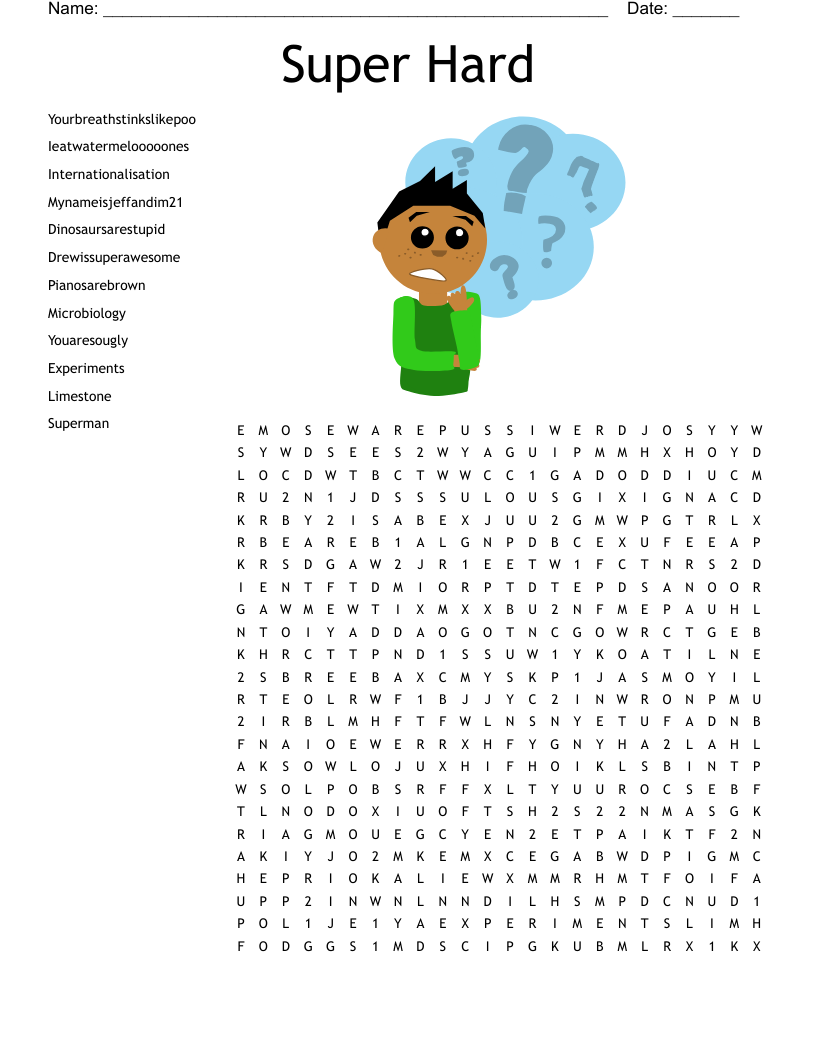 hard word puzzles printable