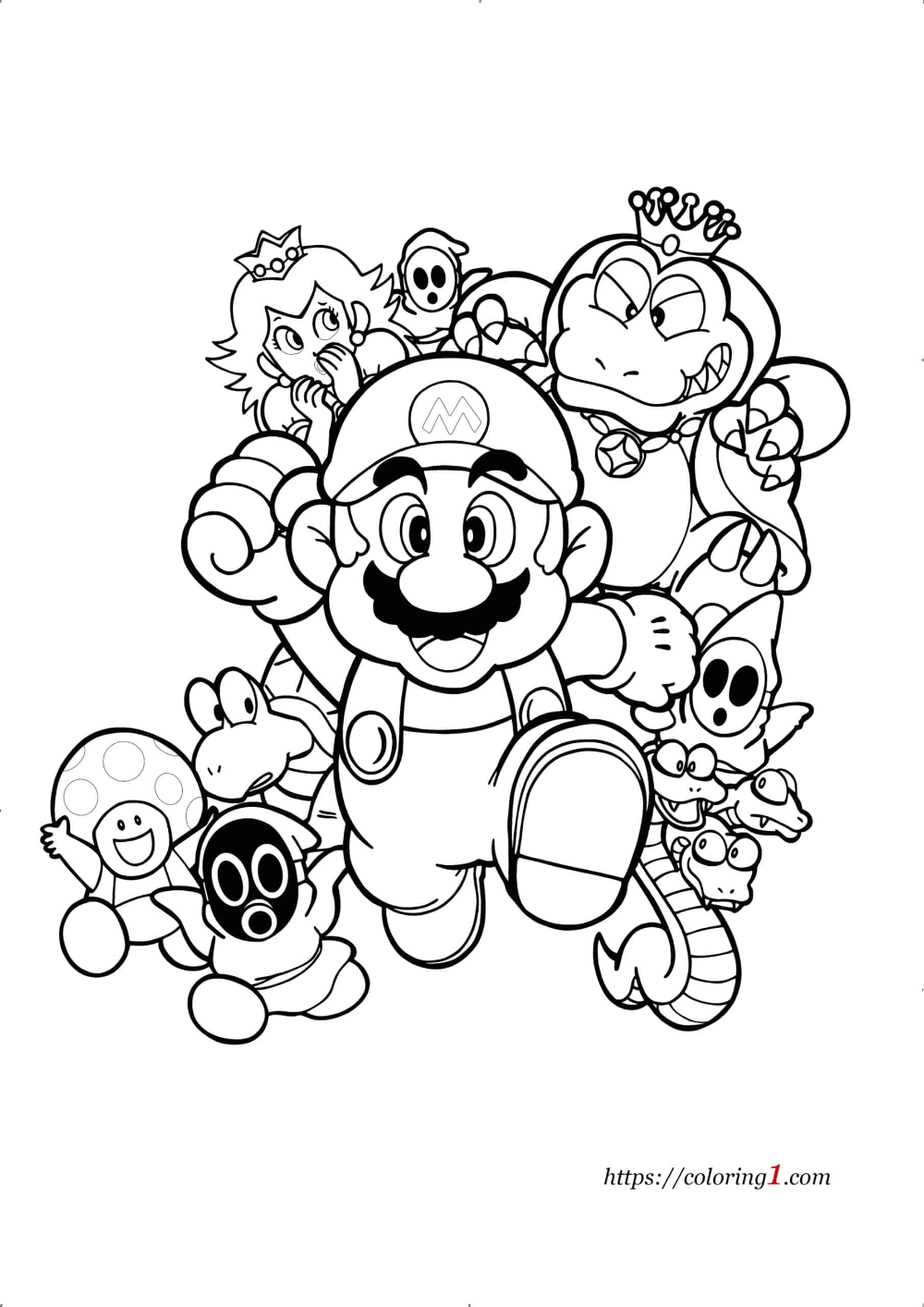 printable paper mario coloring page