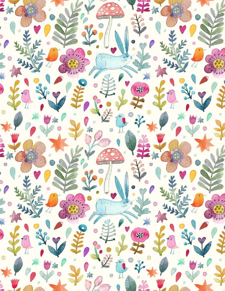 Sweet Watercolor Bunny Gift Wrap Free Printable TINSELBOX