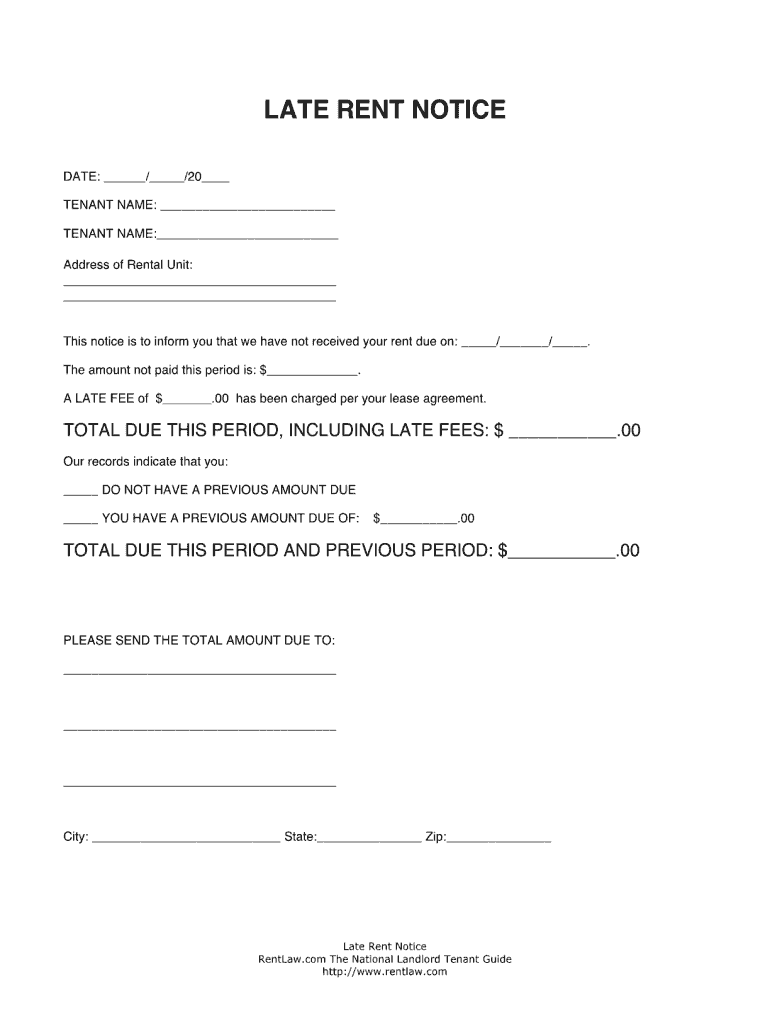 Templates For Late Rent Fill Fill Online Printable Fillable Blank PdfFiller
