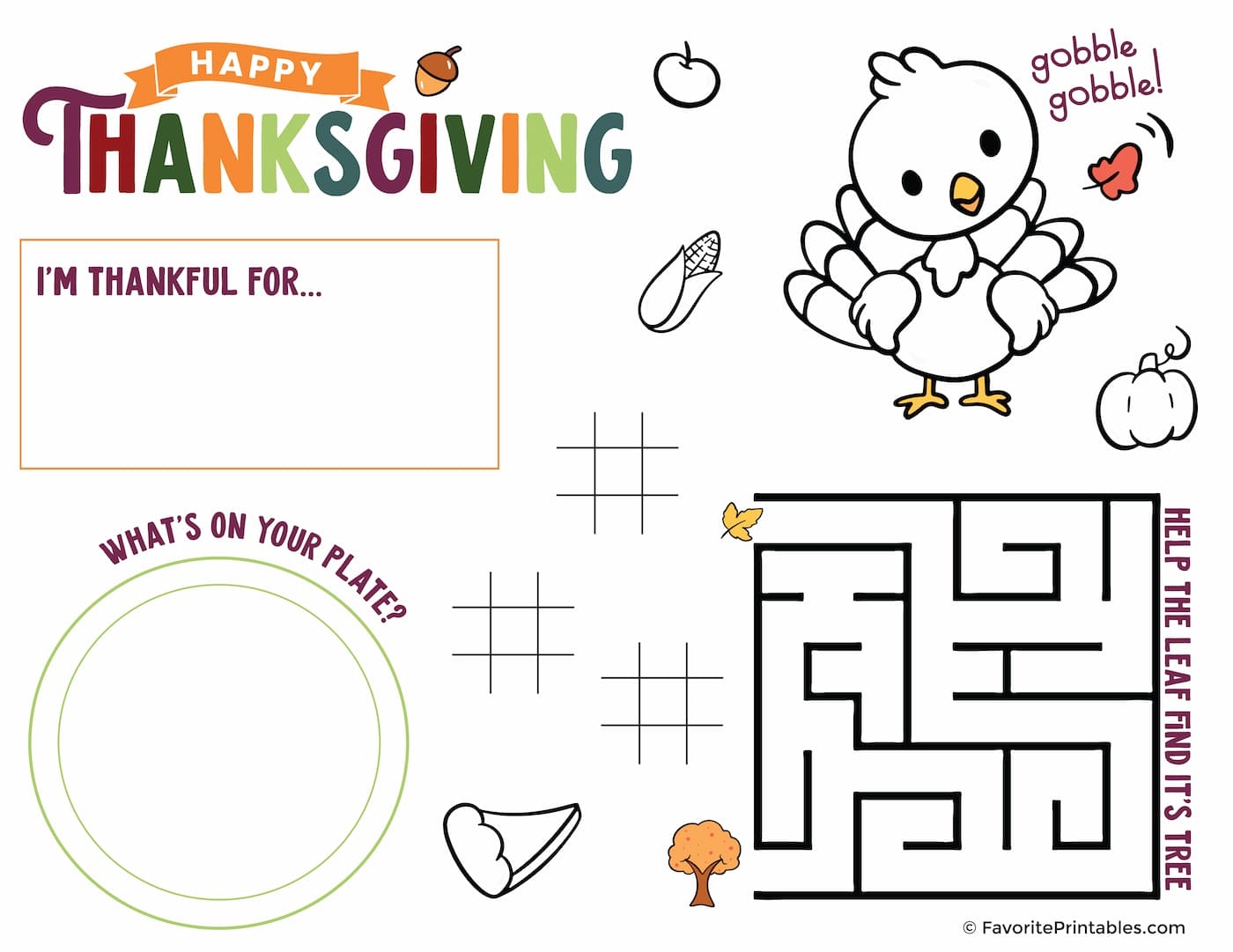 free printable worksheets for thanksgiving
