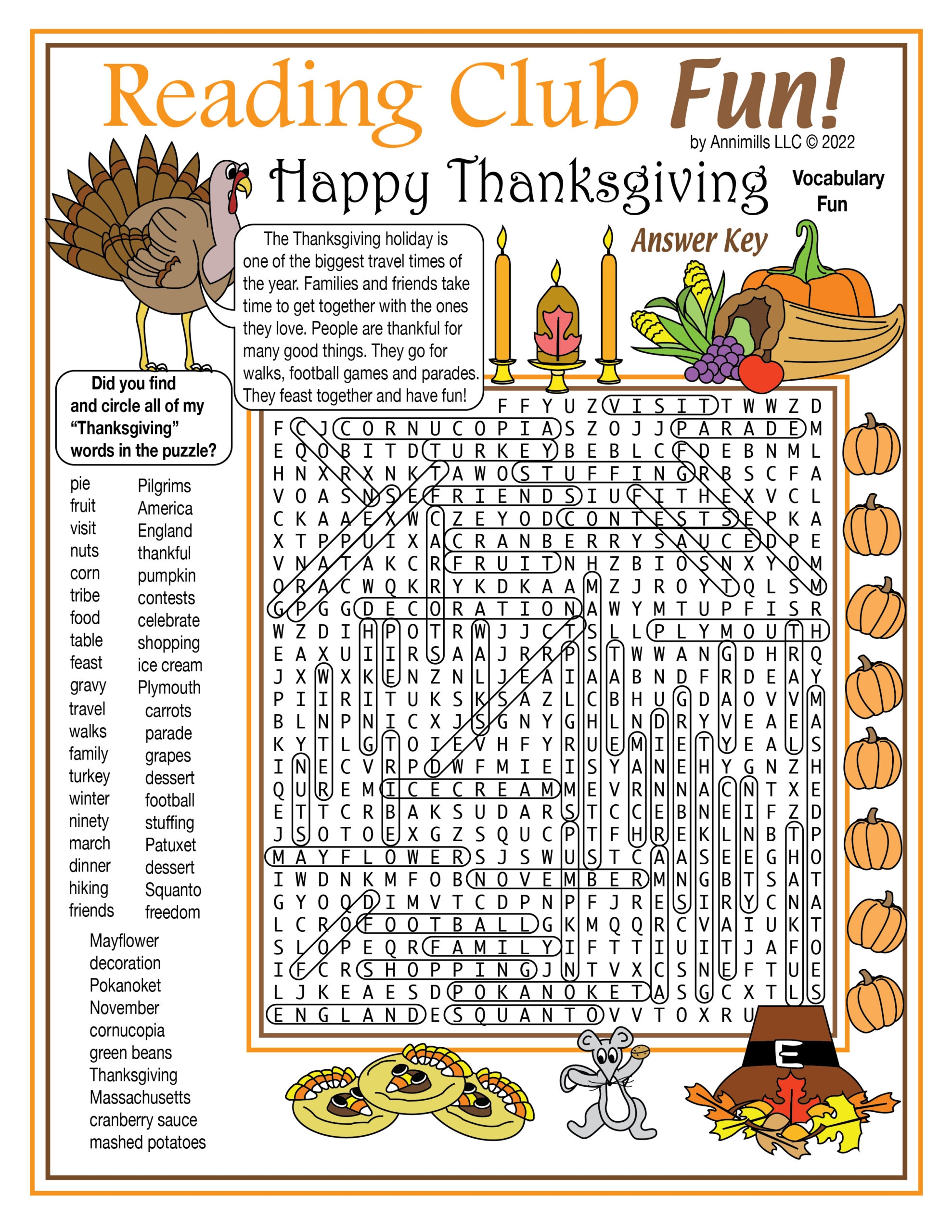 free printable thanksgiving word search puzzles
