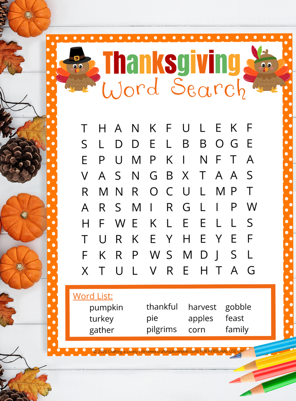 thanksgiving word puzzles printable