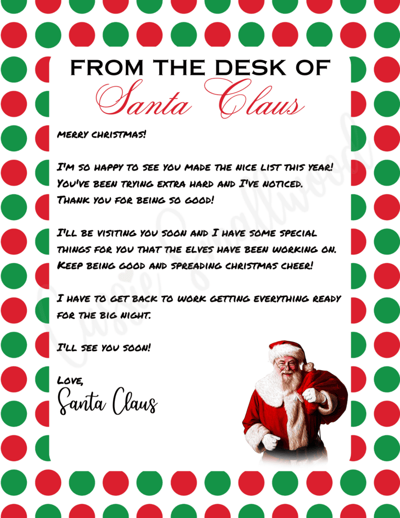 santa letter template printable free
