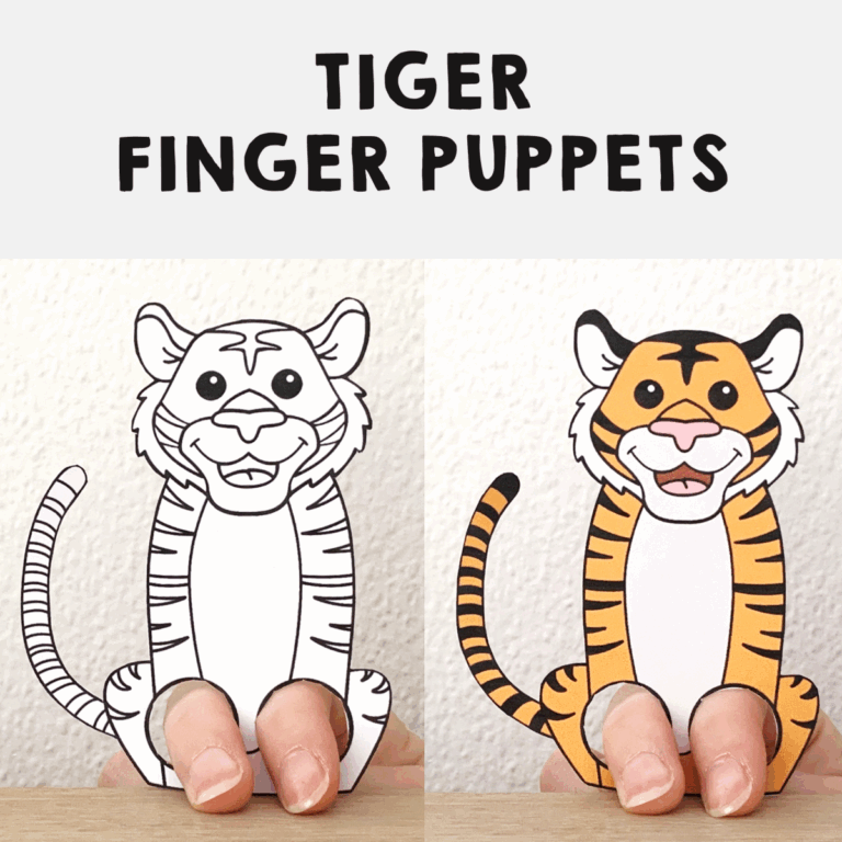 Tiger Finger Puppet Printable Asian Animal Coloring Paper Craft Activity Kids Made By Teachers