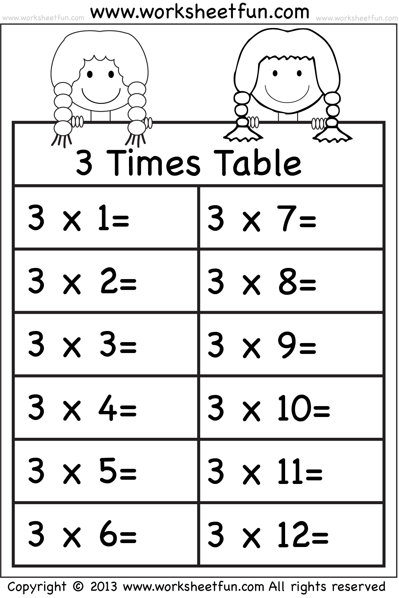 printable times table worksheets free