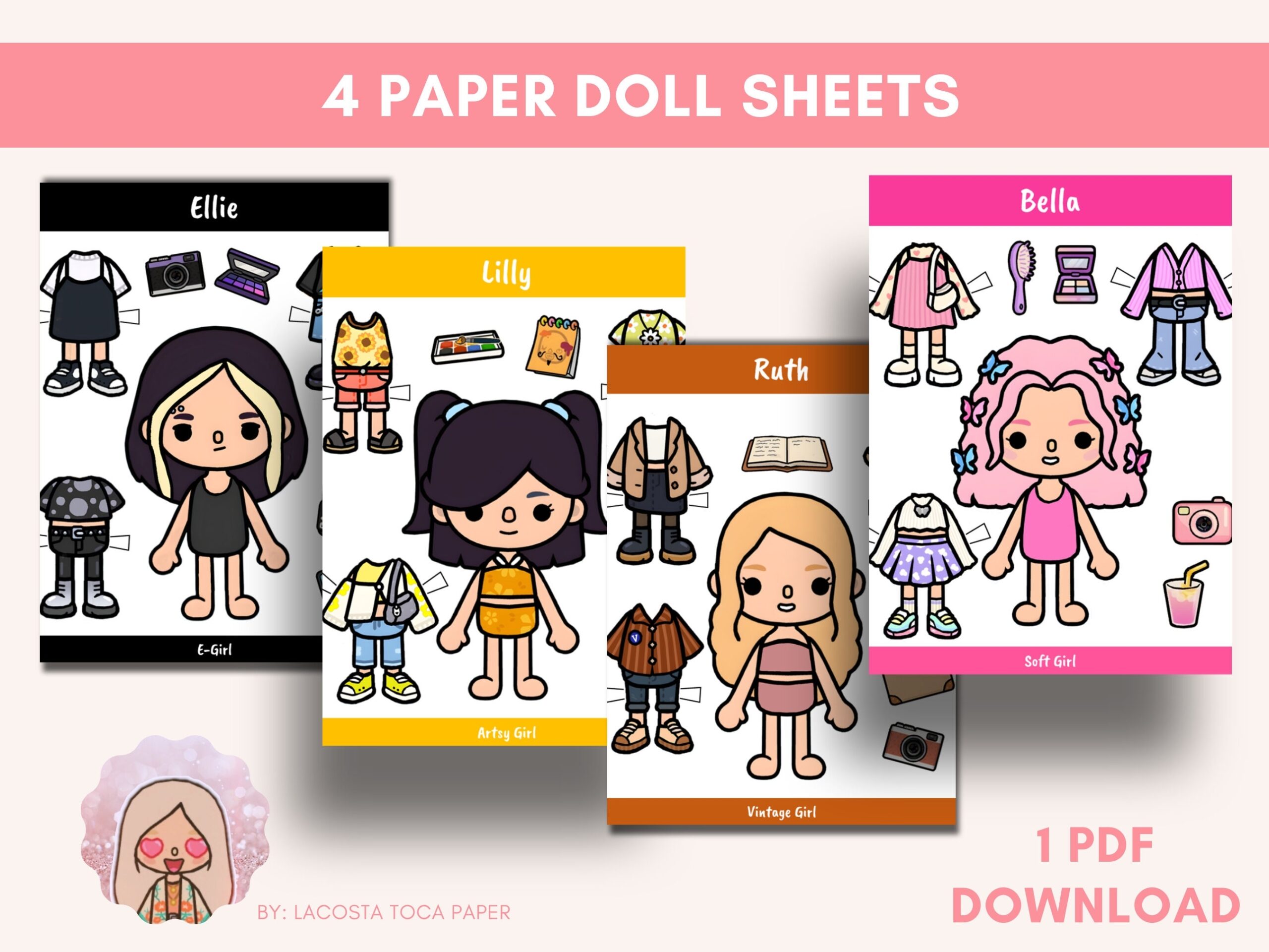 Toca Boca Dress Up Paper Doll Printable Template Etsy Finland