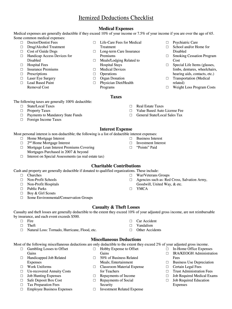 printable itemized deductions worksheet