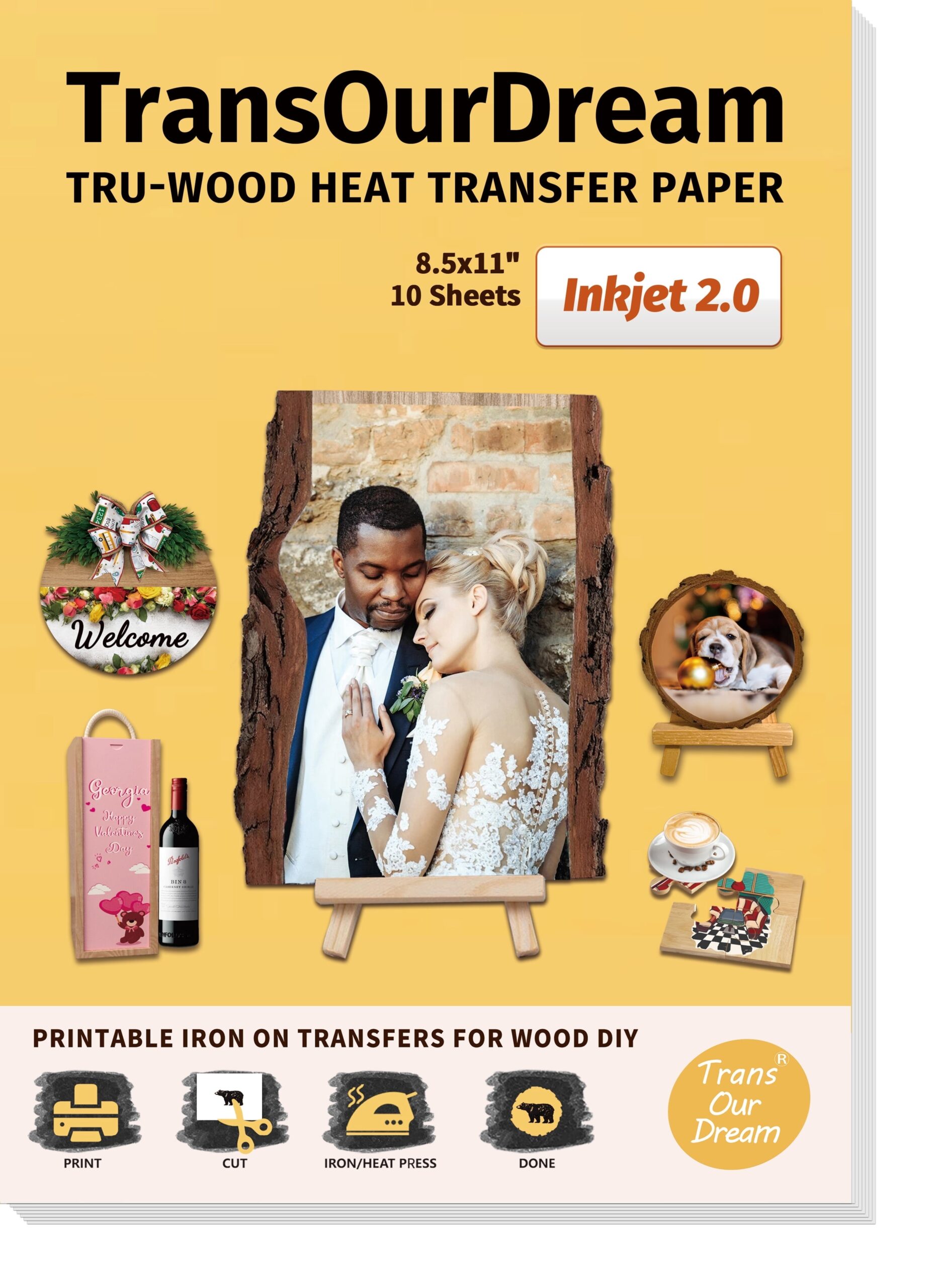 TransOurDream Heat Transfer Paper For Wood 10 Sheets 8 5x11 Printable Iron On Transfer Paper For Inkjet Printer Inkjet 2 0 Walmart