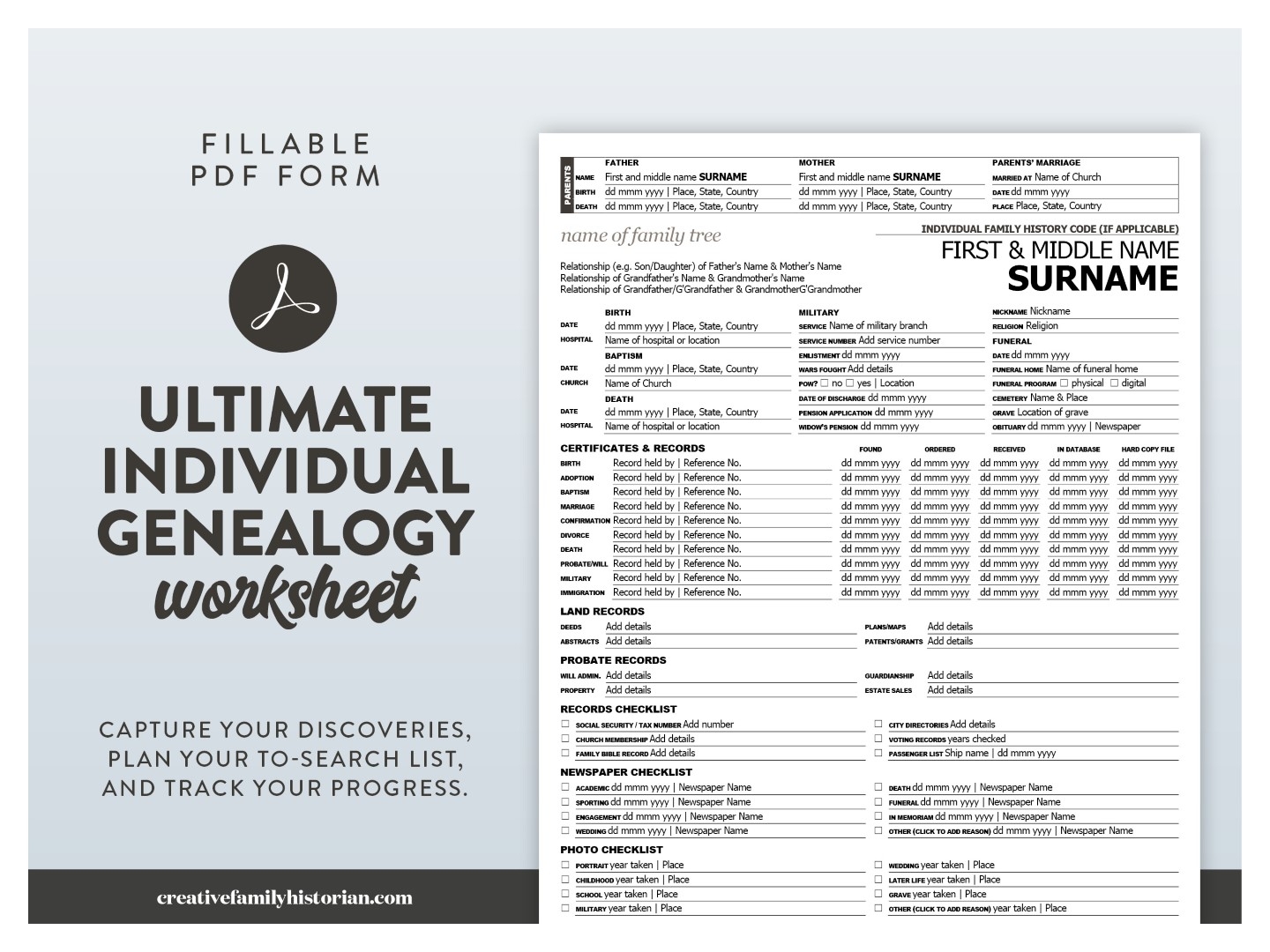 free printable genealogy forms individual worksheet