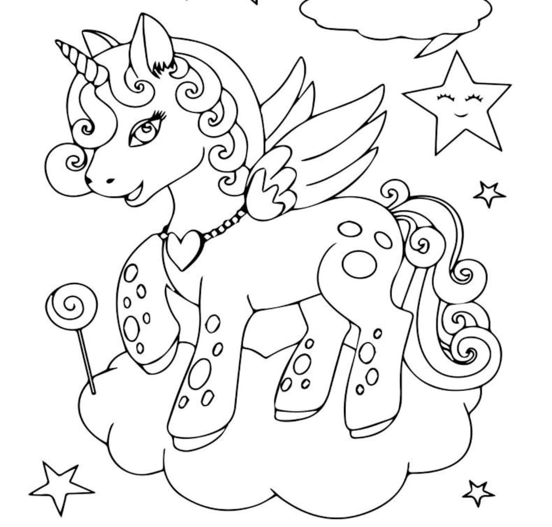 Unicorn Coloring Pages 50 Printable Designs PDF Etsy