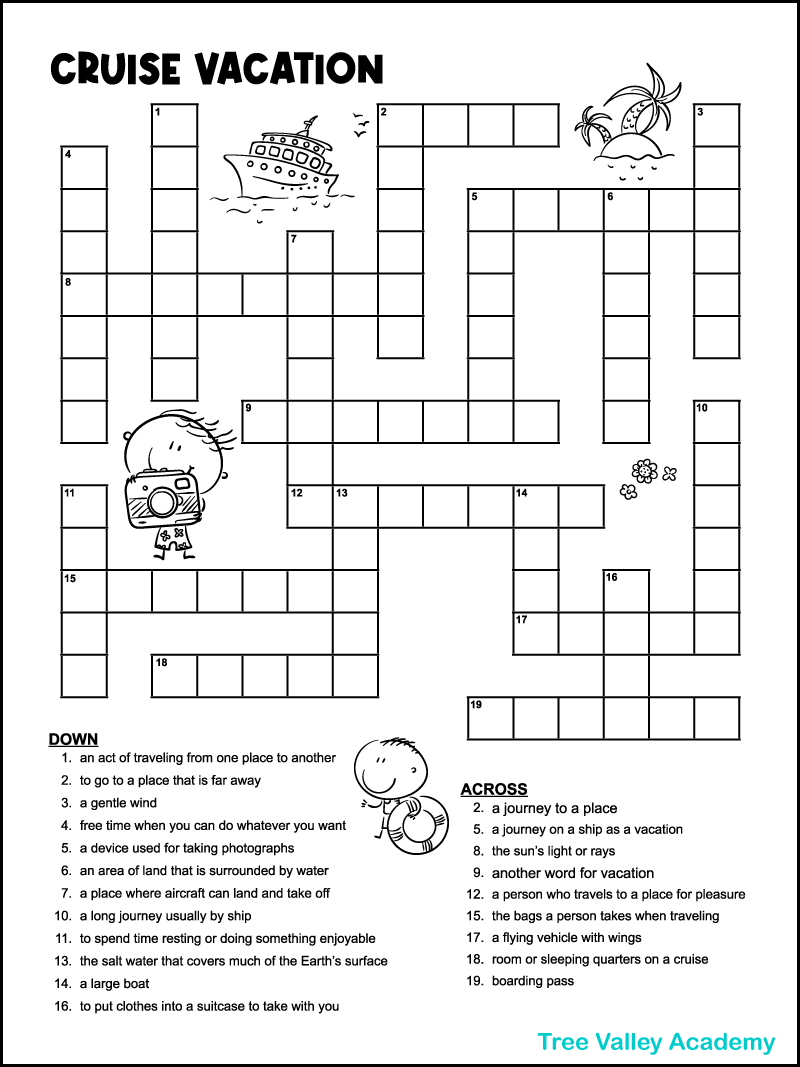 Vacation Crossword Puzzles Tree Valley Academy Vacation Crossword Puzzles Tree Valley Academy