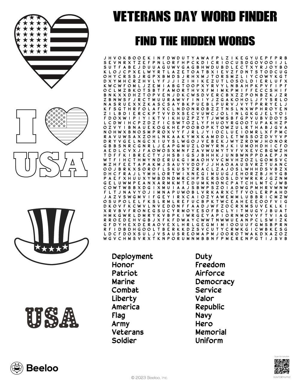 free printable veterans day worksheets