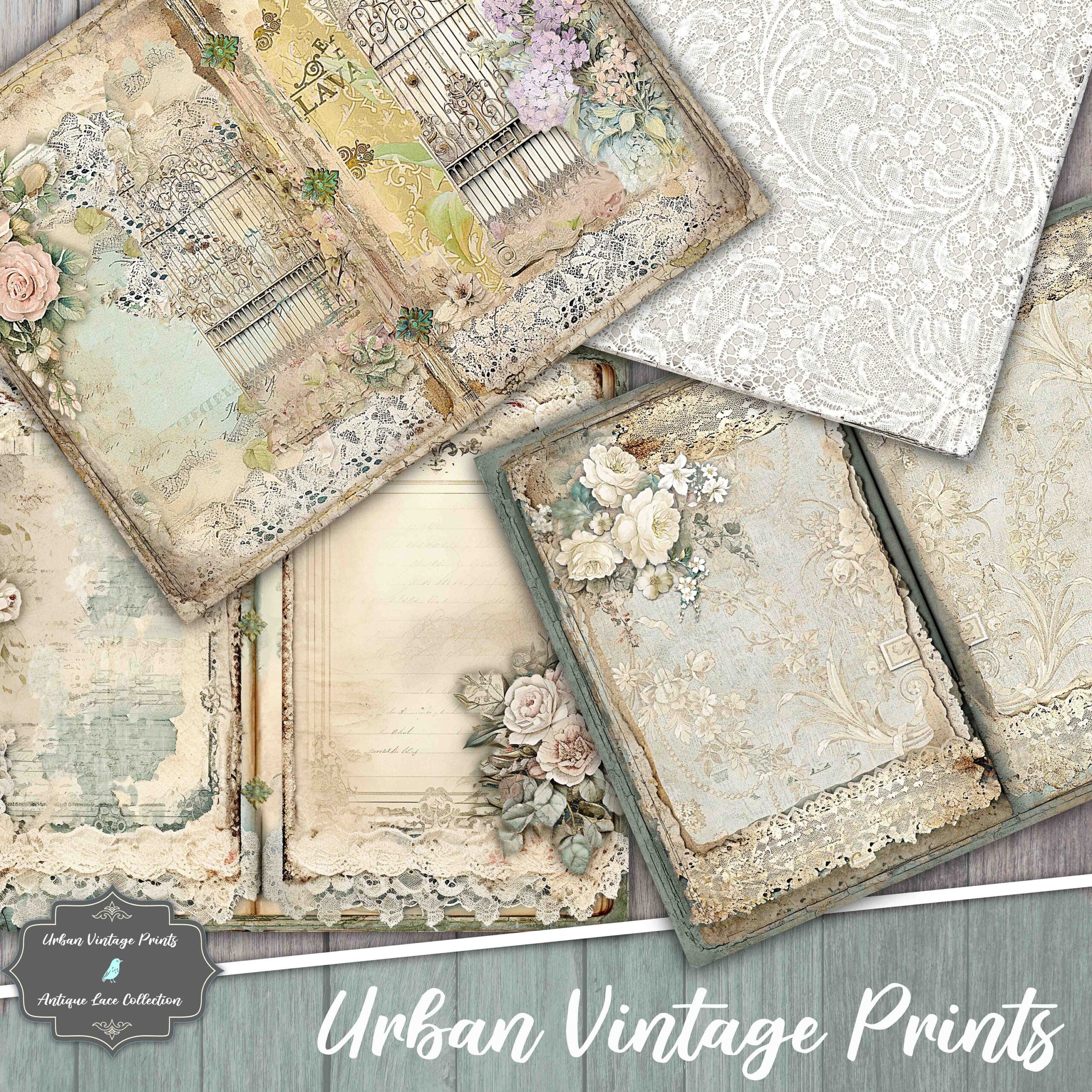 Vintage Lace Paper Pack Decorative Paper Pack Printable Paper Antique Wrapping Paper Scrapbook Lace Vintage Paper Pack Shabby Journal