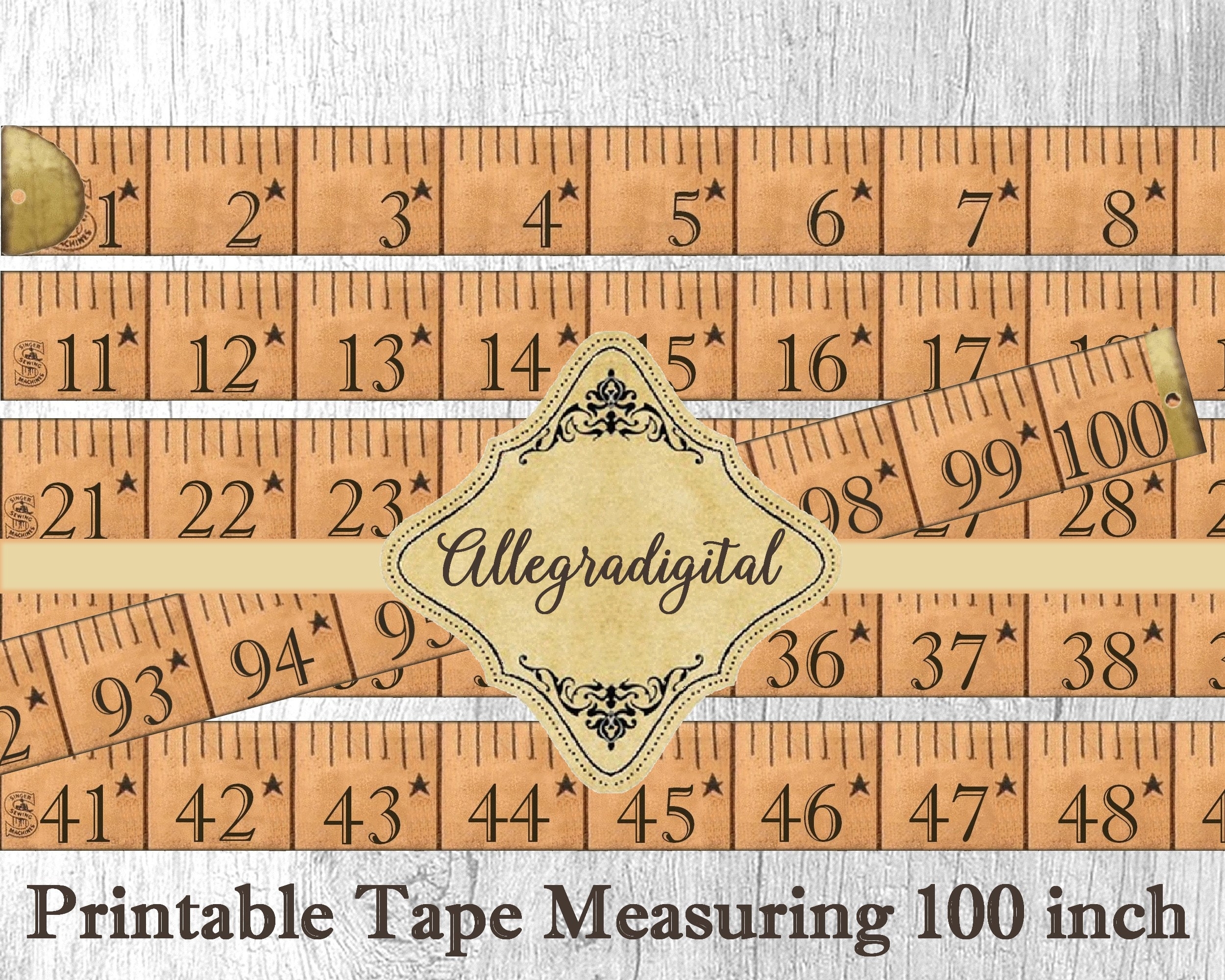 Vintage Tape Measure Measuring 100 Inch Old Printable Paper Craft Art Hobby Crafting Scrapbooking Instant Download Digital Collage Sheet Etsy