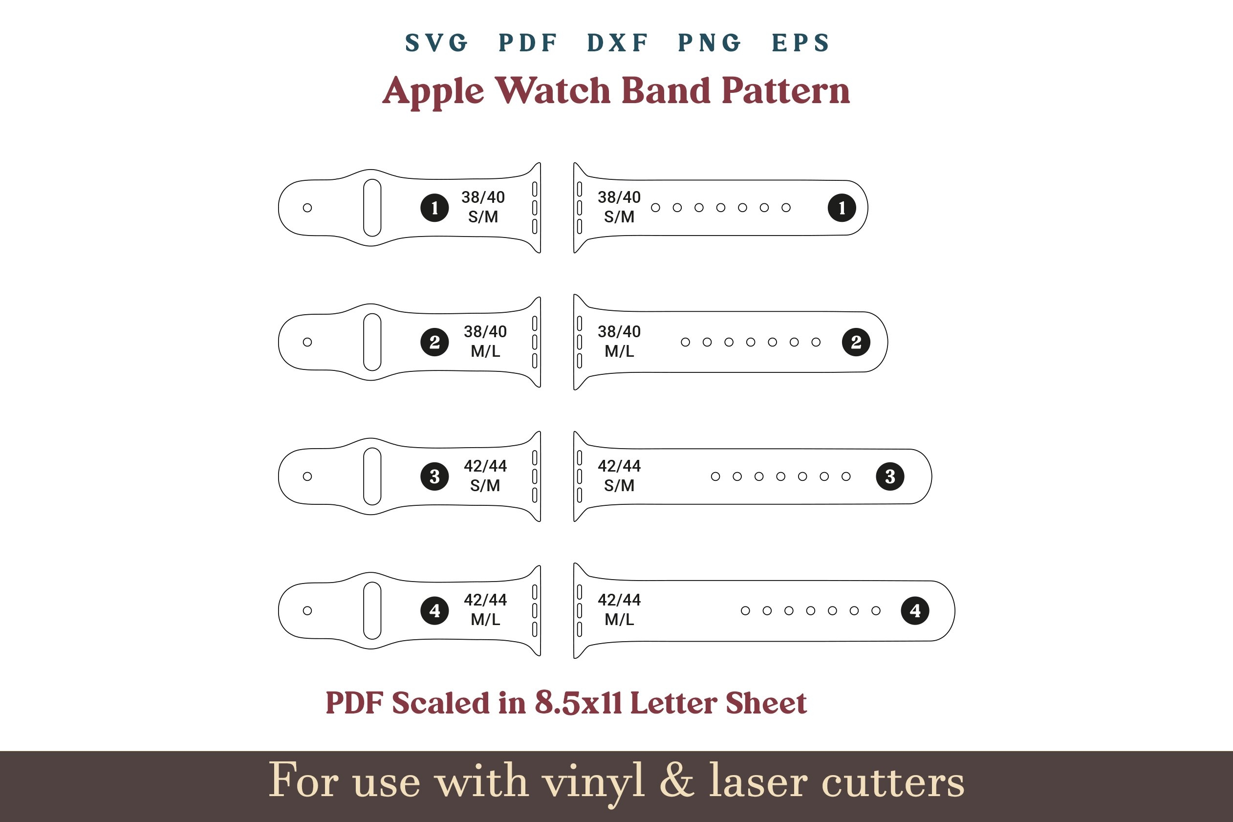 Watch Band SVG PNG Template Apple Watch Band Strap PDF File