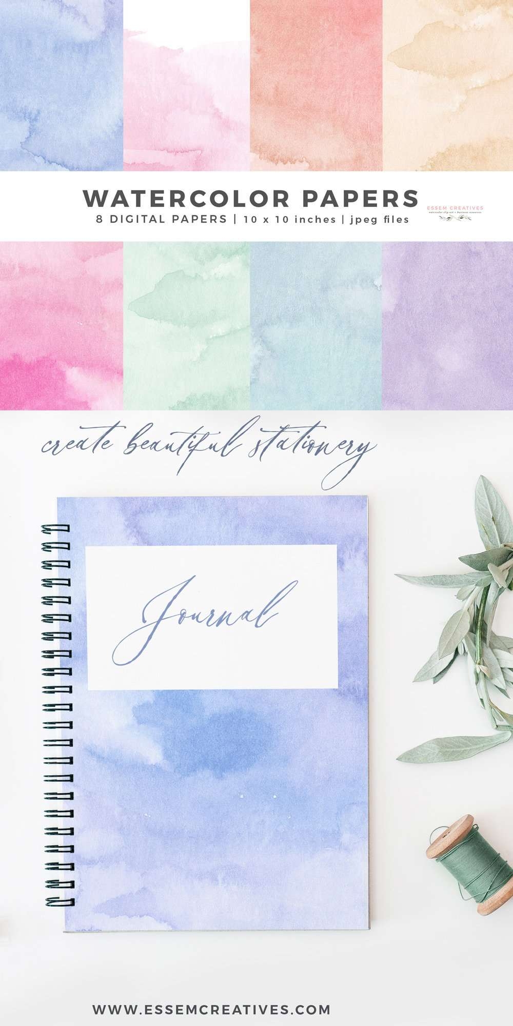Watercolor Papers Digital Papers Watercolor Background Textures Overlays Printable Scrapbook Paper Essem Creatives Watercolor Clipart Business Branding