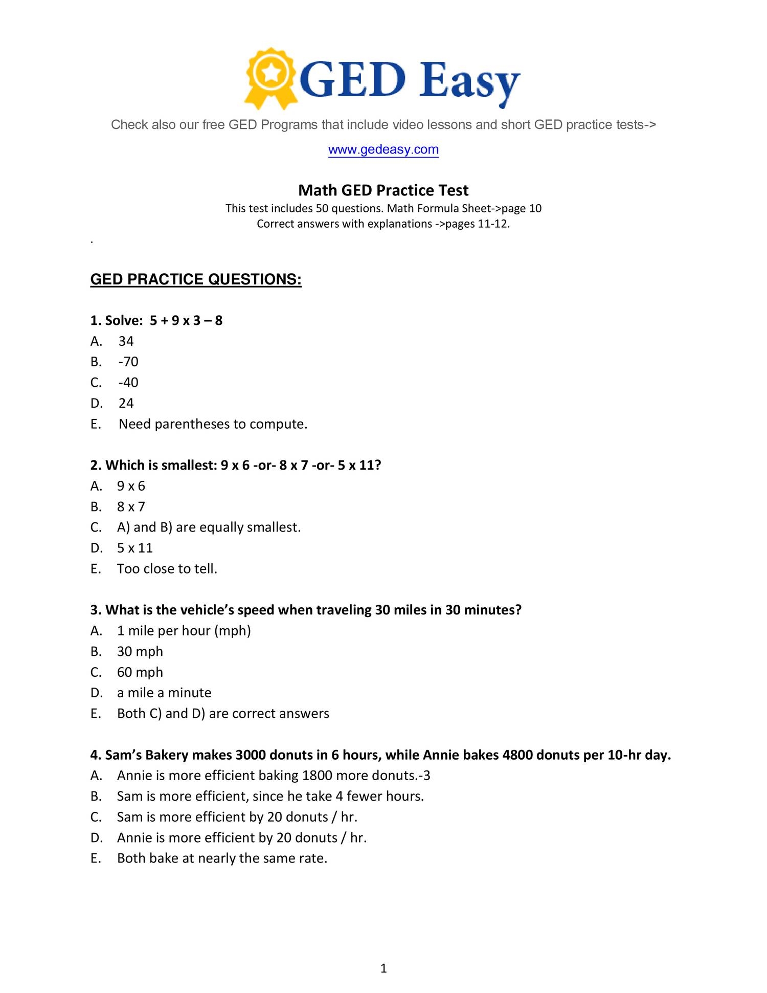 Week 15 Homework Adv Math Printable ged math practice test2 DO Worksheets Library