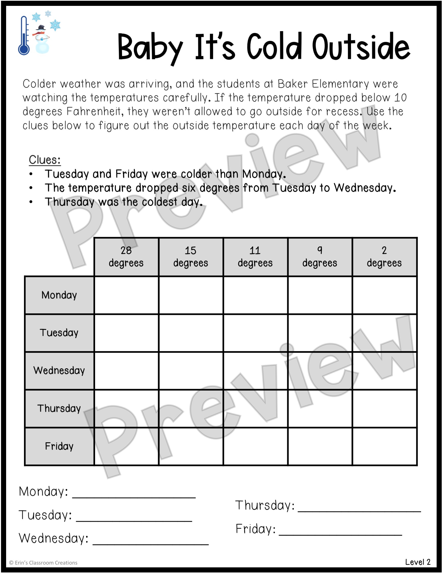 Winter Logic Puzzles Made By Teachers Winter Logic Puzzles Made By Teachers