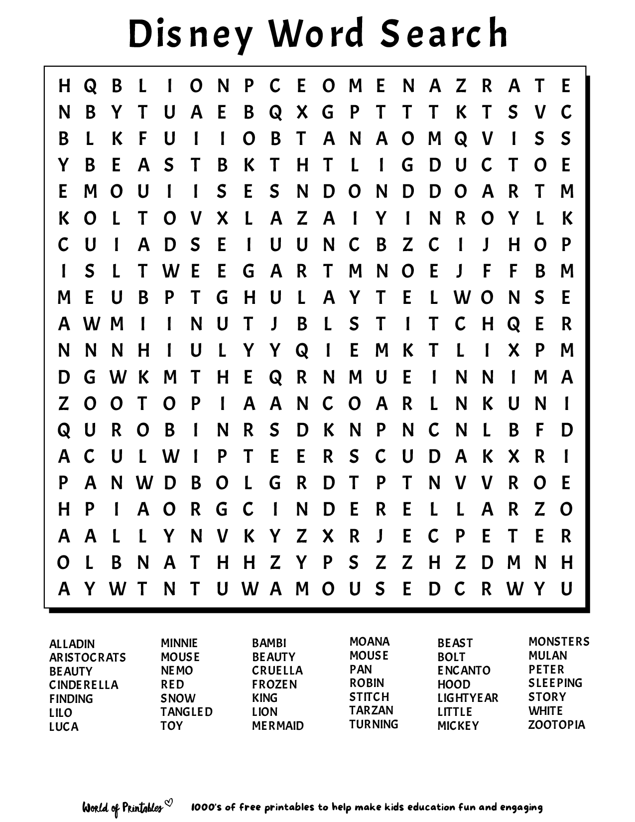word cross puzzles printable
