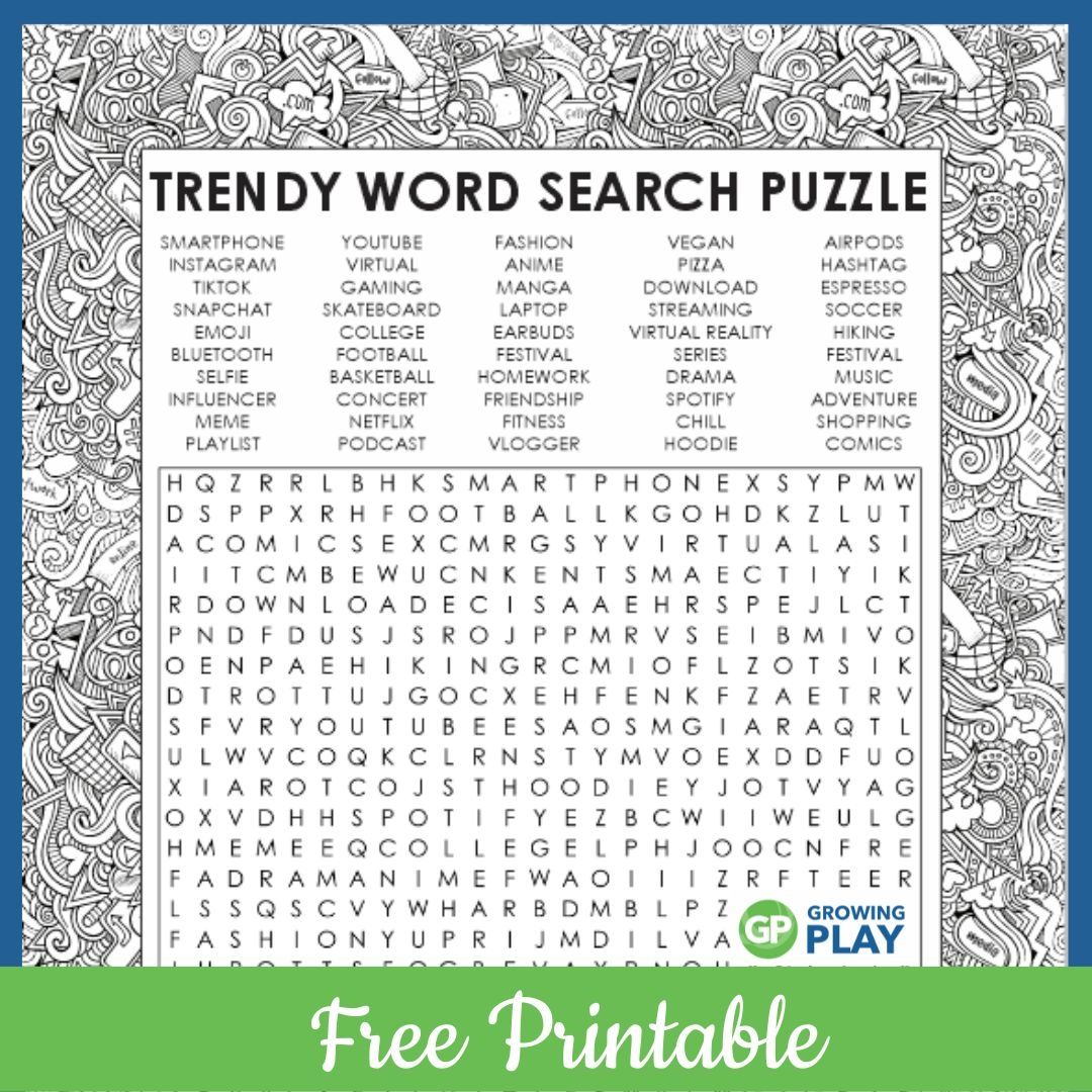 Word Search For Teens Free Printable Puzzle Growing Play