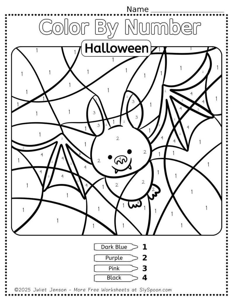 10 Free Printable Halloween Themed Color By Number Worksheets For Easy Halloween Activities Sly Spoon