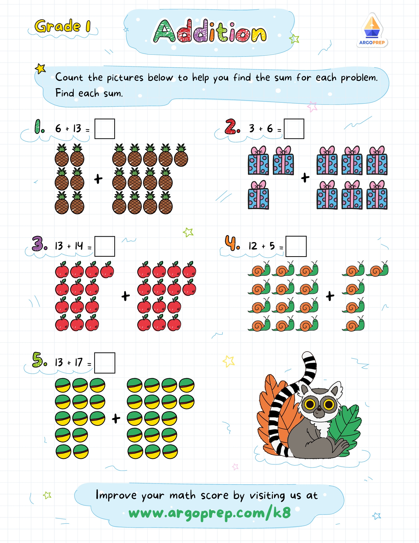 1st grade math worksheets