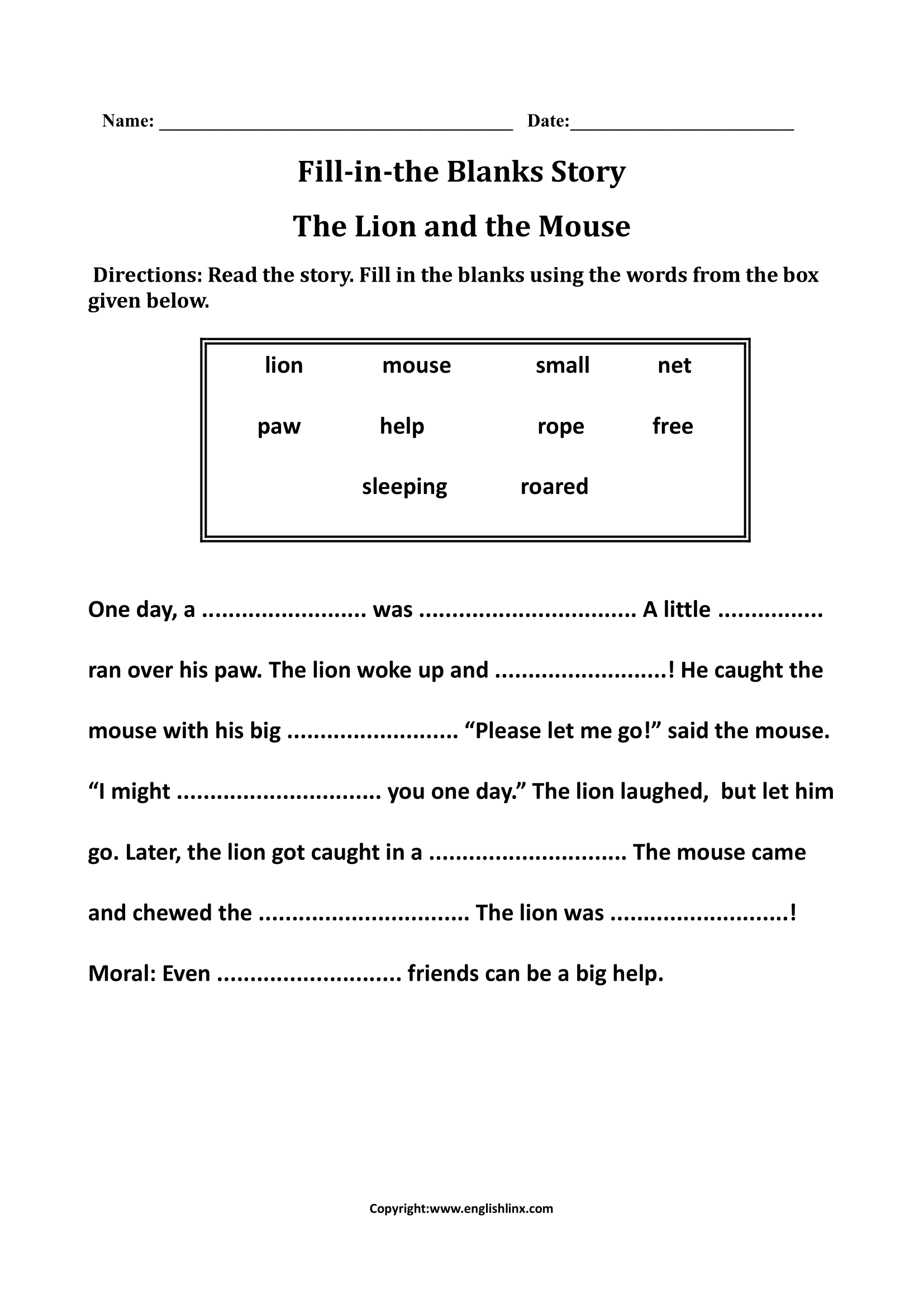 fill in the blank worksheets