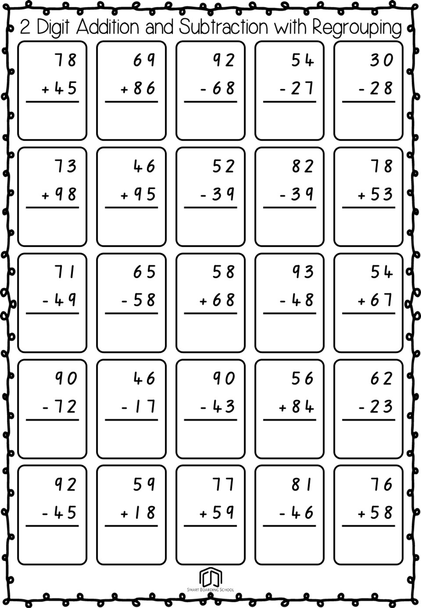 2 Digit Addition And Subtraction With Regrouping 2 Digit Addition And Subtraction With Regrouping