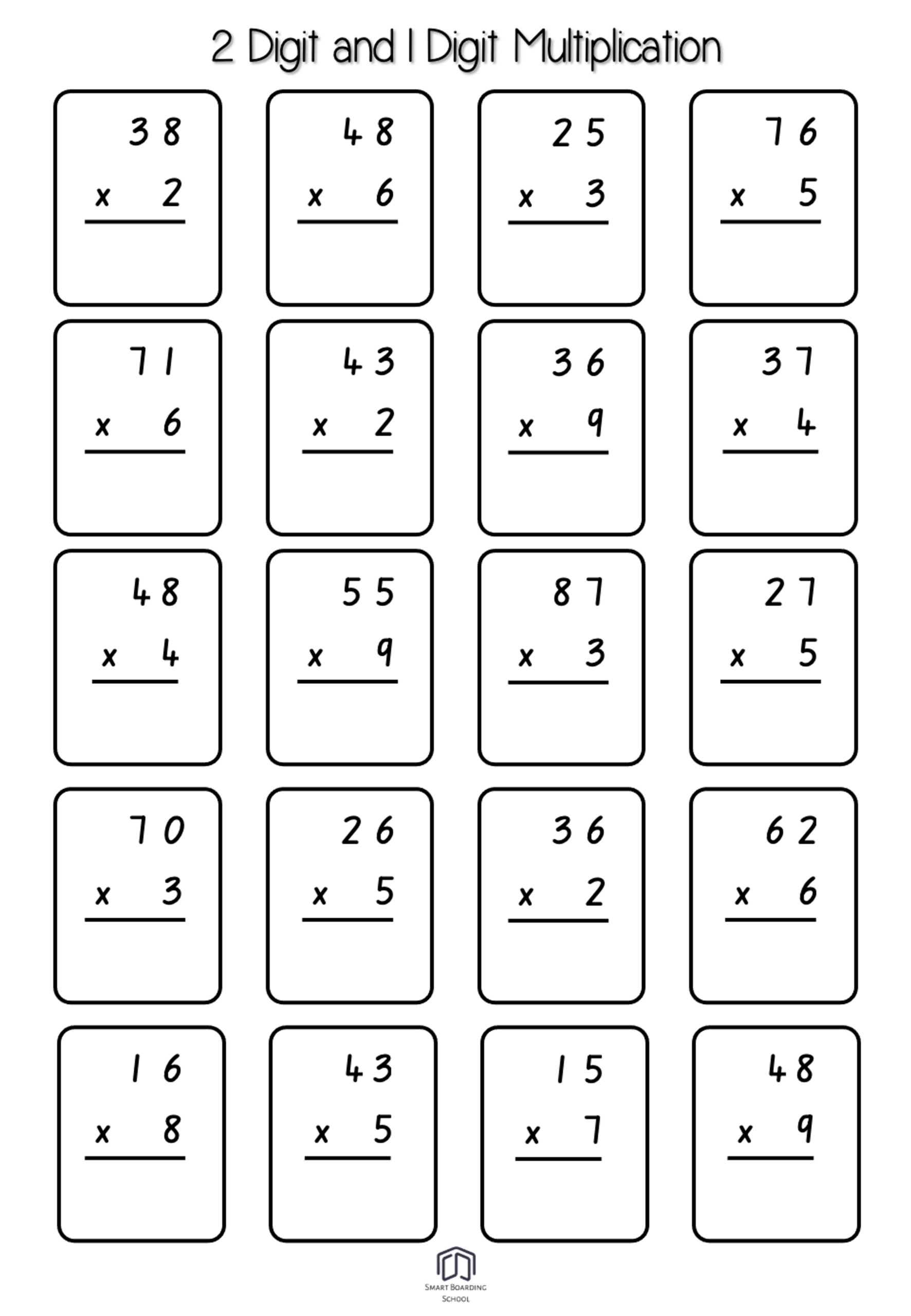 2 Digit And 1 Digit Multiplication Smartboardingschool