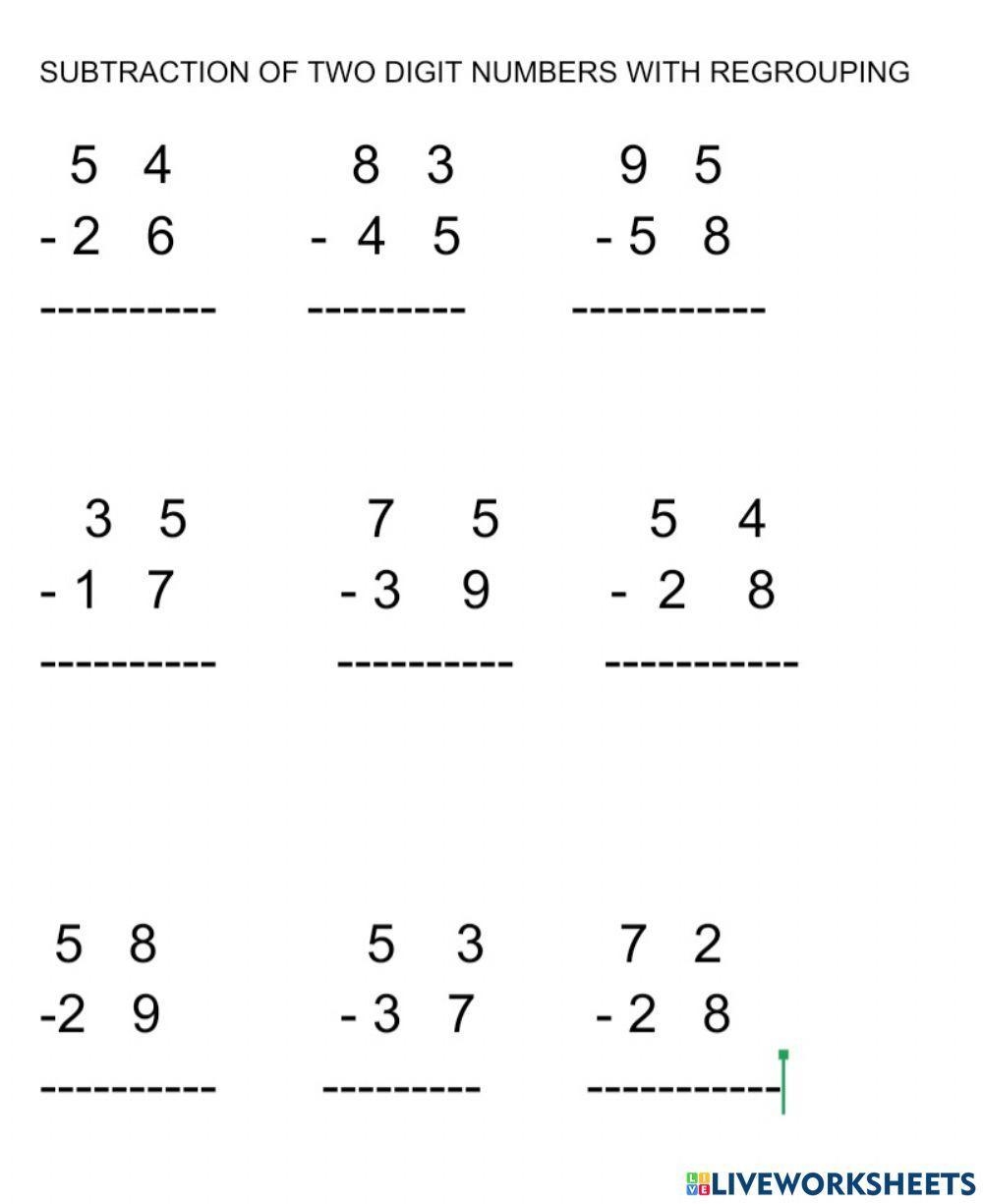 2 Digit Borrow Subtraction Regrouping 5 Worksheets FREE Worksheets Library