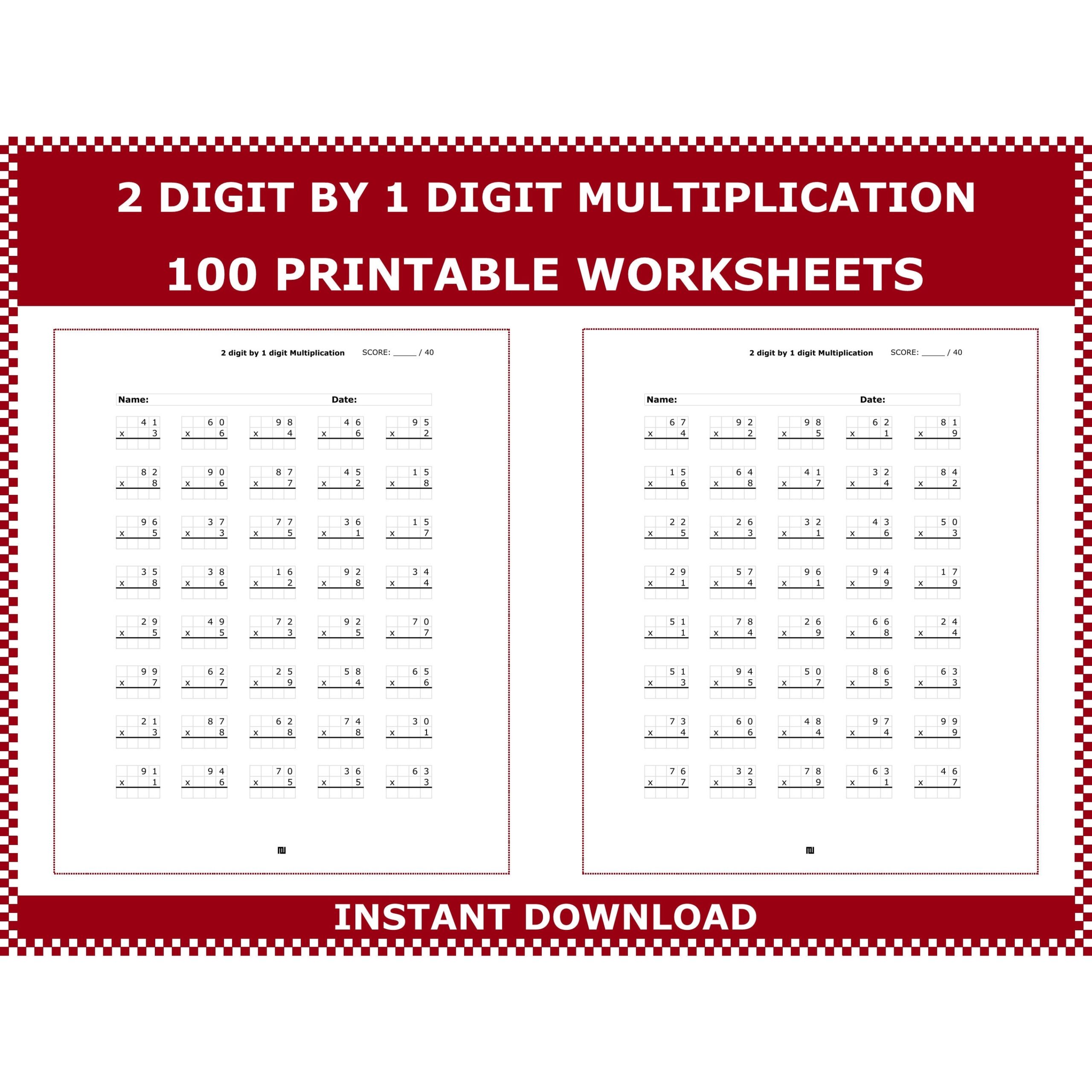 multiplication cheat sheet 1 digit by 2 digits